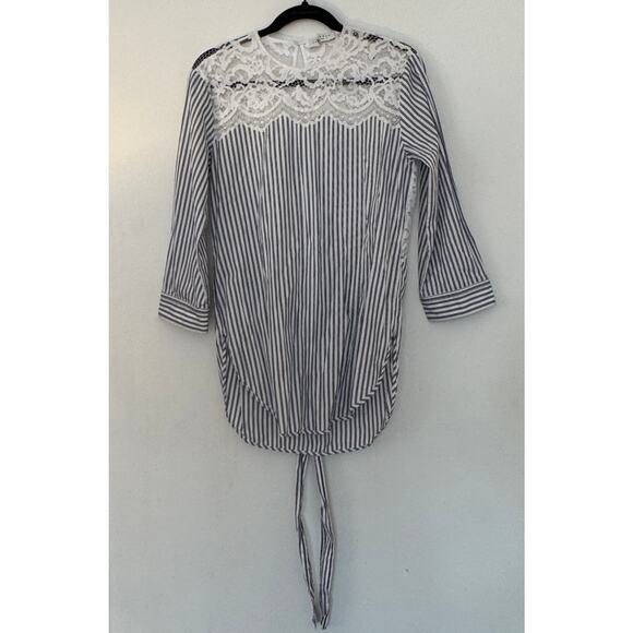 SANDRO Blue and White Striped "Blanc" Tunic/Blouse - Picture 1 of 6